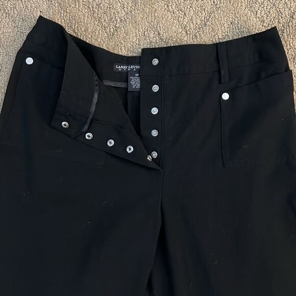 Larry Levine stretch petites Black button fly Dress Pants Size 6 Petite - Picture 3 of 10